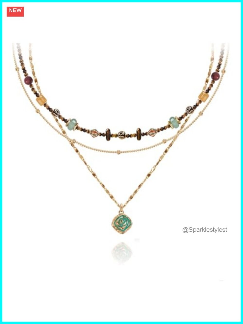 Boho layered multi-layer beaded necklace gold-plated